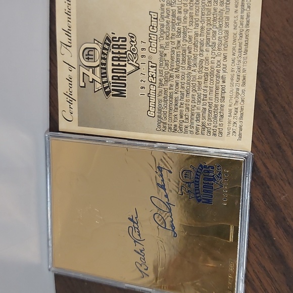 Authenticated 23 kt gold Collectible Ruth/Gherig Baseball Card - Picture 4 of 5